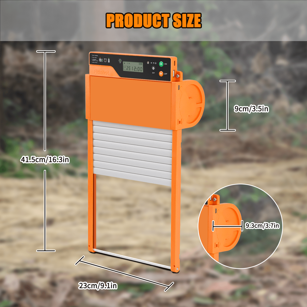 Auto Chicken Coop Door Solar Powered LCD Timer Light Remote Control Poultry Gate