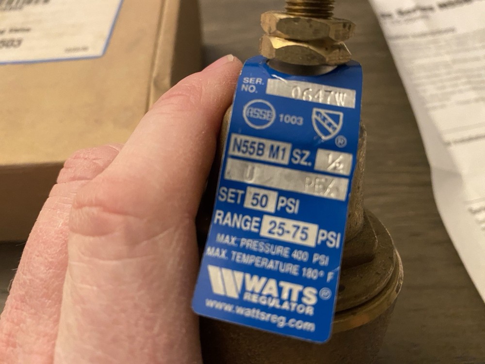 Watts N55B-M1 Water Pressure Reducing Valve 1/2"-1" Series NOS