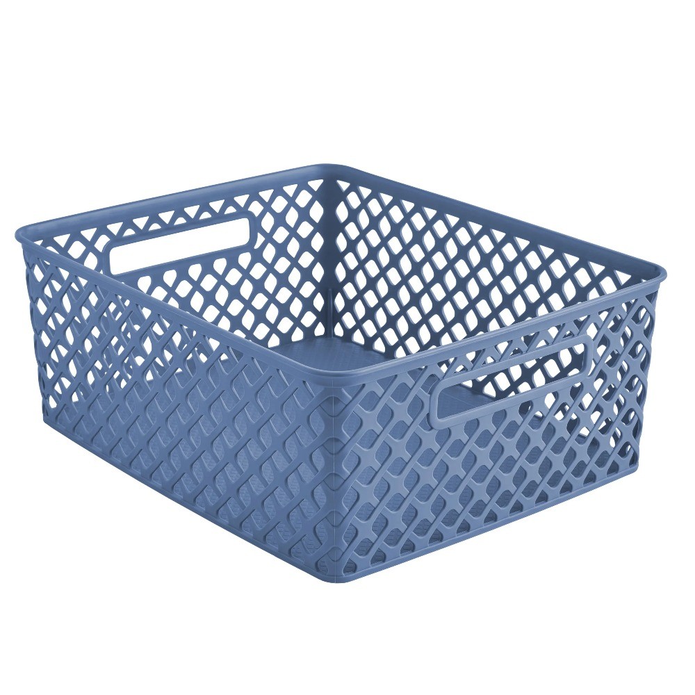 Cube Decorative Plastic Storage Basket, Pack of 4, Moonlight Blue