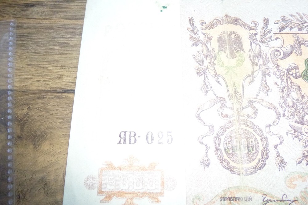 1919 RUSSIAN 5000 RUBLES NOTE