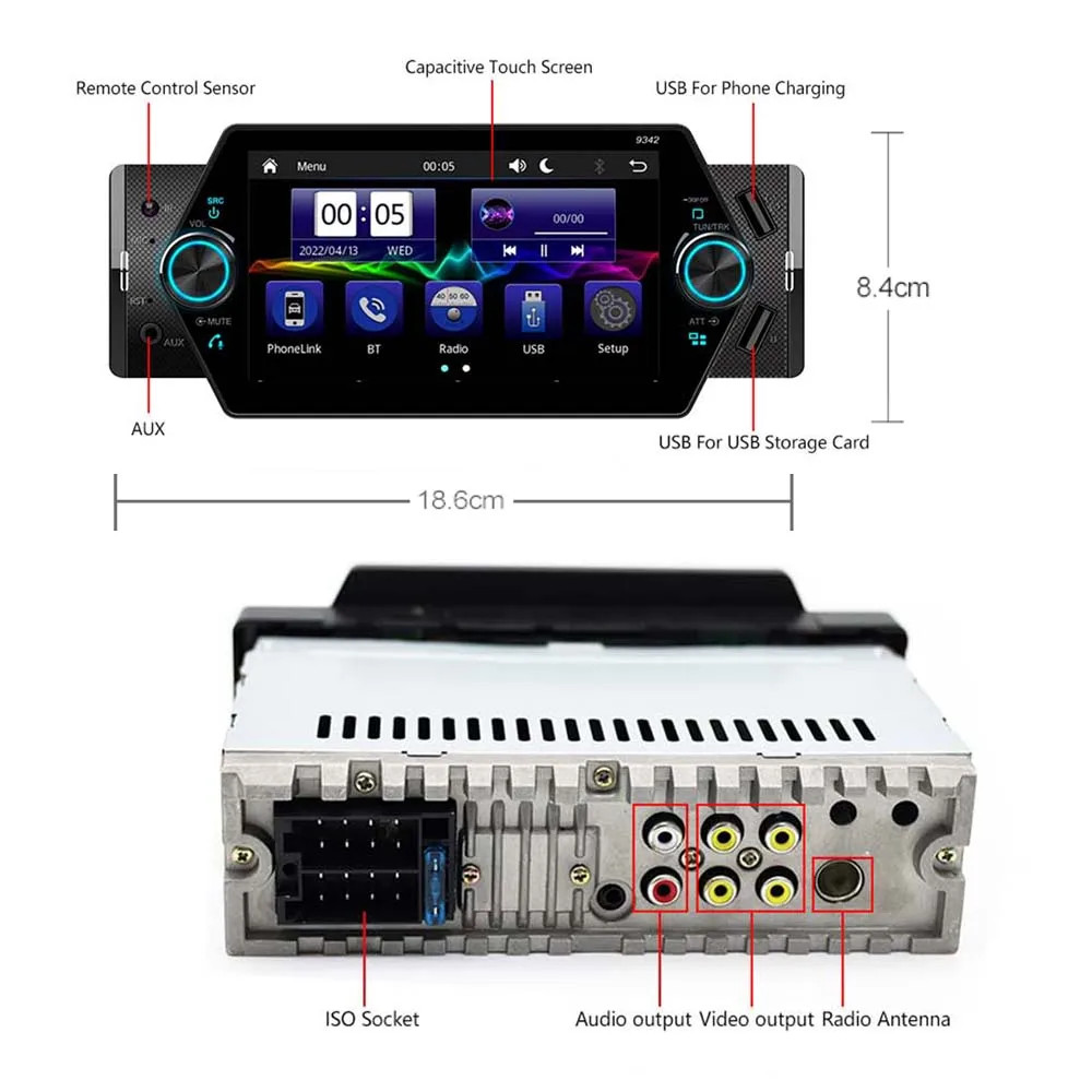Smart Single Din Car Stereo with CarPlay, Android Auto & Reversing Camera​