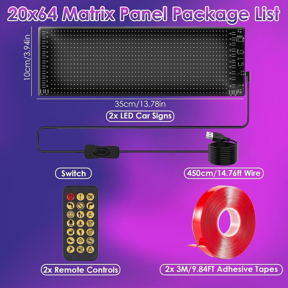 iMountek 2Pack 20x64 Matrix Devil Eyes Lights For Car Ultra-thin Programmable LE