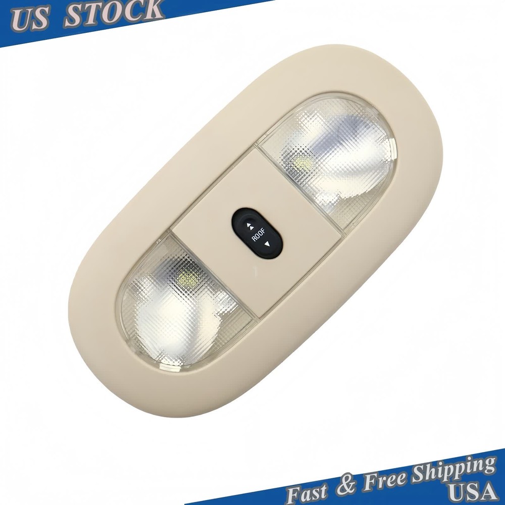 LED Front Overhead Console with Dome Map Light & Sunroof Switch for Ford Beige