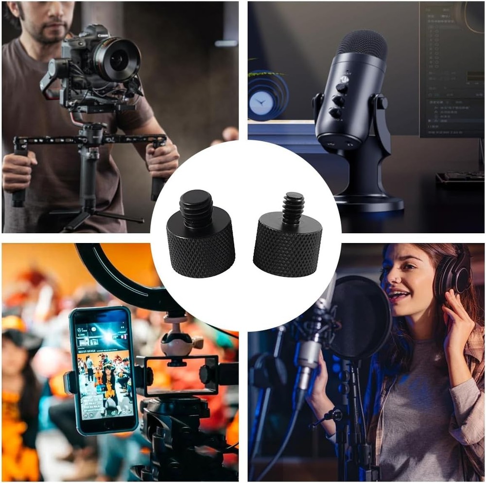 Threaded Tripod Screw Adapter Double Head Stud Standard Mounting Thread Black