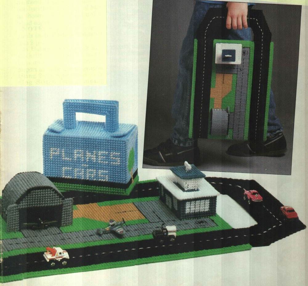 GOING PLACES PLANES & CARS FOLDABLE RUNWAY PLASTIC CANVAS PATTERN INSTRUCTIONS