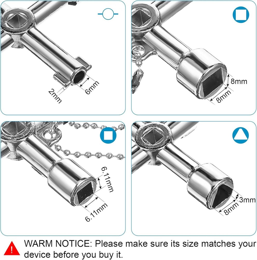 4 Way Water Key with Slotted & Phillips Screwdrivers Multi-Function Tool