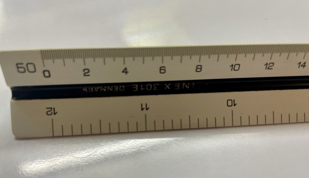 LINEX 301E TRIANGLE RULER IN CASE DENMARK ARCHITECT DRAFTING SURVEYING