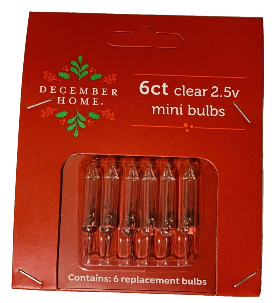 2.5 volt Christmas Light Bulbs Clear Mini for 50 100 Light String 6 pack T5