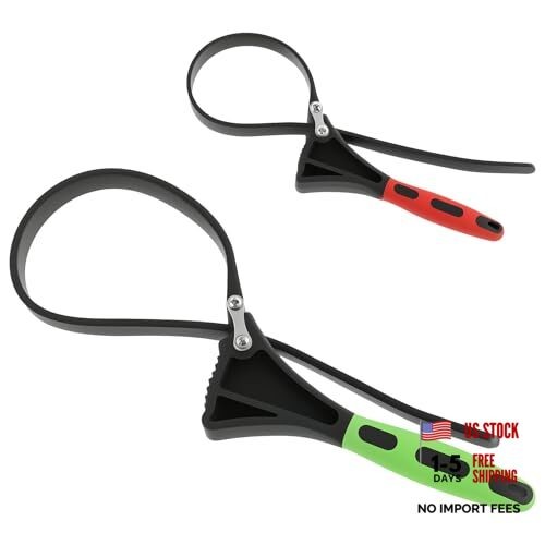 2 Pcs Adjustable Rubber Strap Wrench Set with Nonslip Handle Multifunctional
