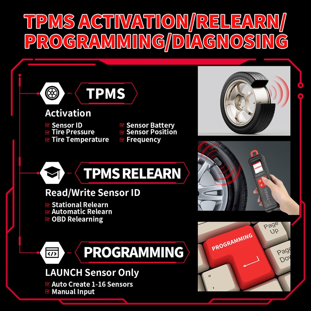 Launch i-TPMS Handheld TPMS Service Tool Binds with X-431/APP 315/433MHz Sensor
