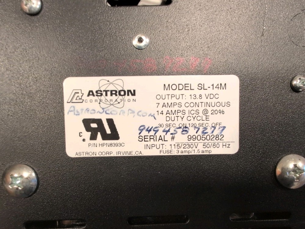 Astron power supply SL-14M Power Output Tested
