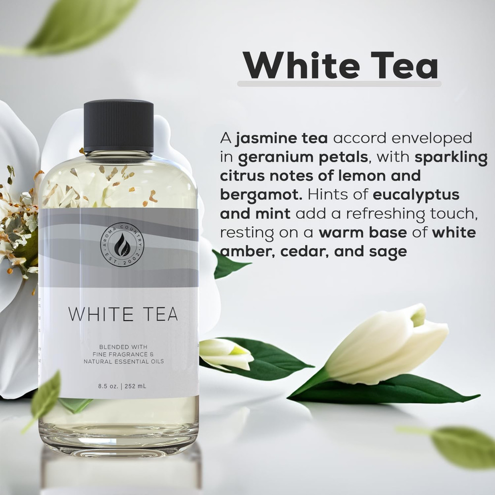 Aroma Country White Tea Diffuser Oil - Luxury Essential Oils for Diffuser Refill