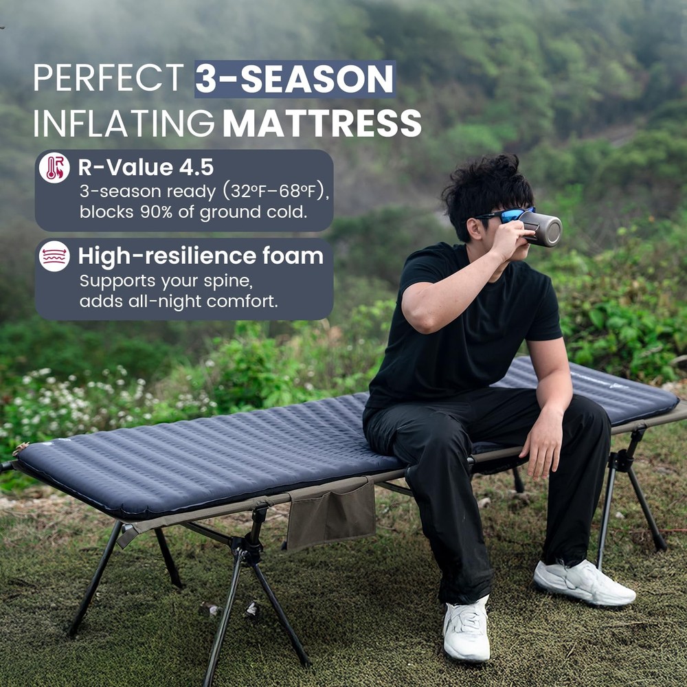 LIGHTDREAM Sleeping Pad Self-Inflating Foam Mat Mattress for Camping Backpack...