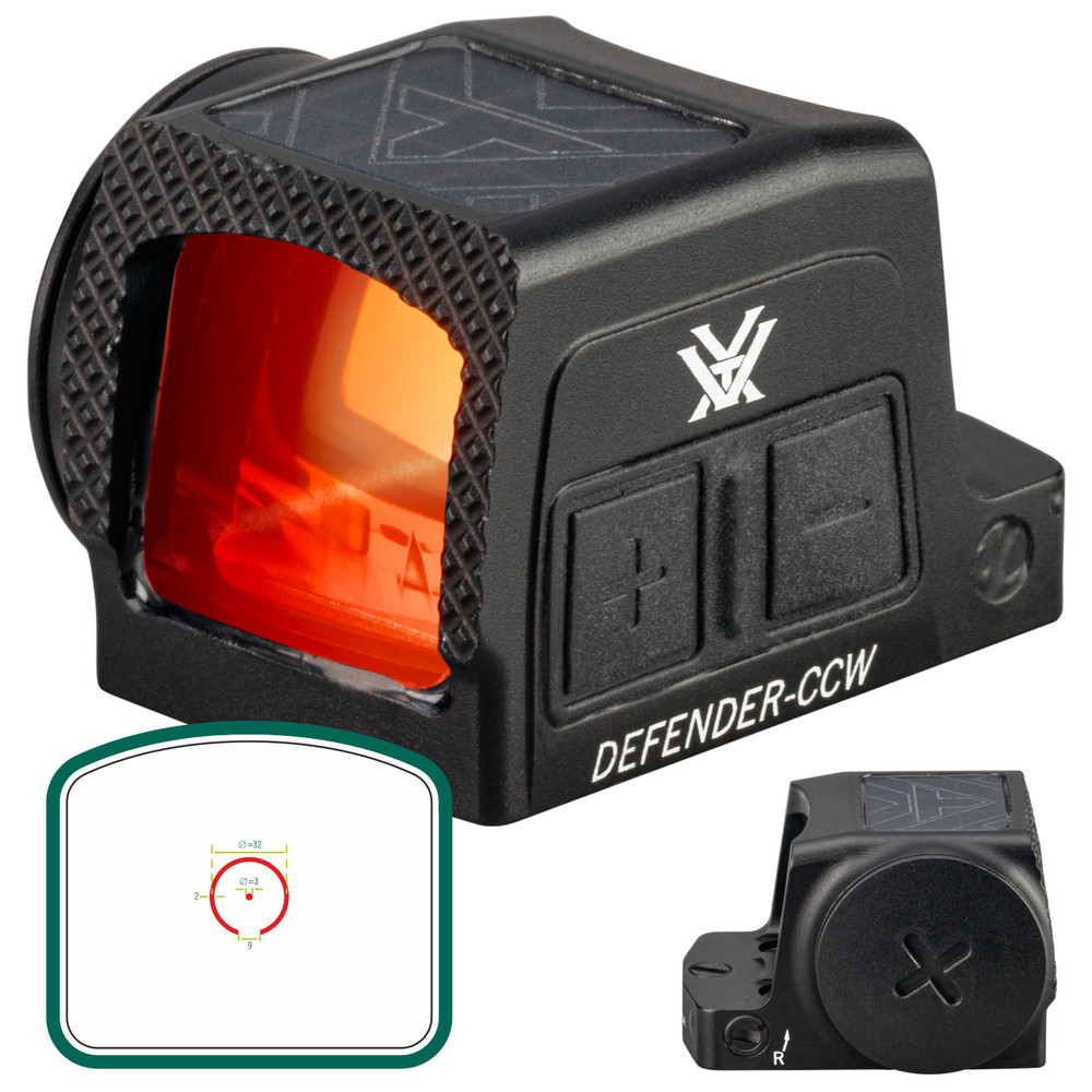 Vortex Optics Defender-CCW Enclosed Solar 3 MOA Dot/32 MOA Circle Micro Red Dot