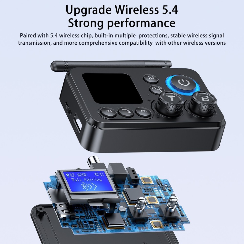 Bluetooth 5.4 Transmitter Receiver Long Range For TV Home Stereo Audio Adapter