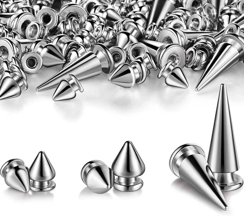 170 Pieces Multiple Sizes Cone Spikes Screwback Studs Rivets Large Medium Small