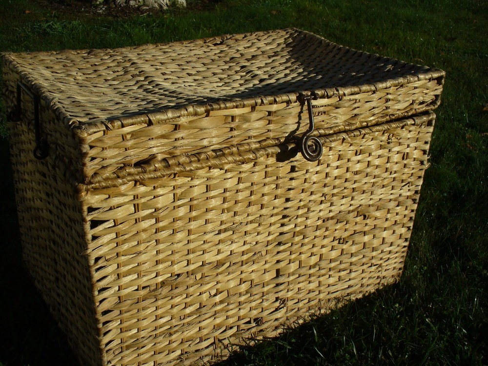 Wicker Trunk with Handle, Large Wicker Storage Chest, Trunk 16X16X24