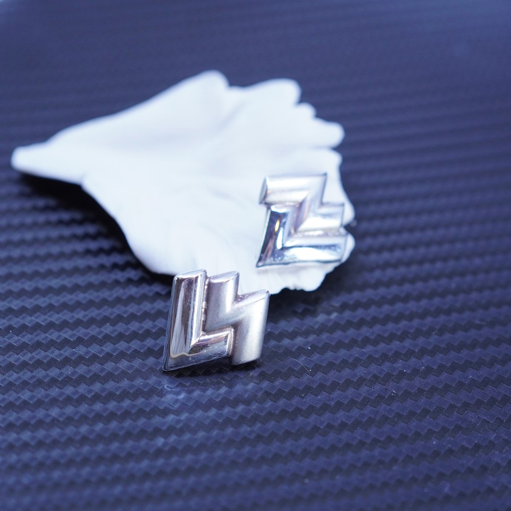 Vintage modern sterling silver 925 zigzag studs earrings