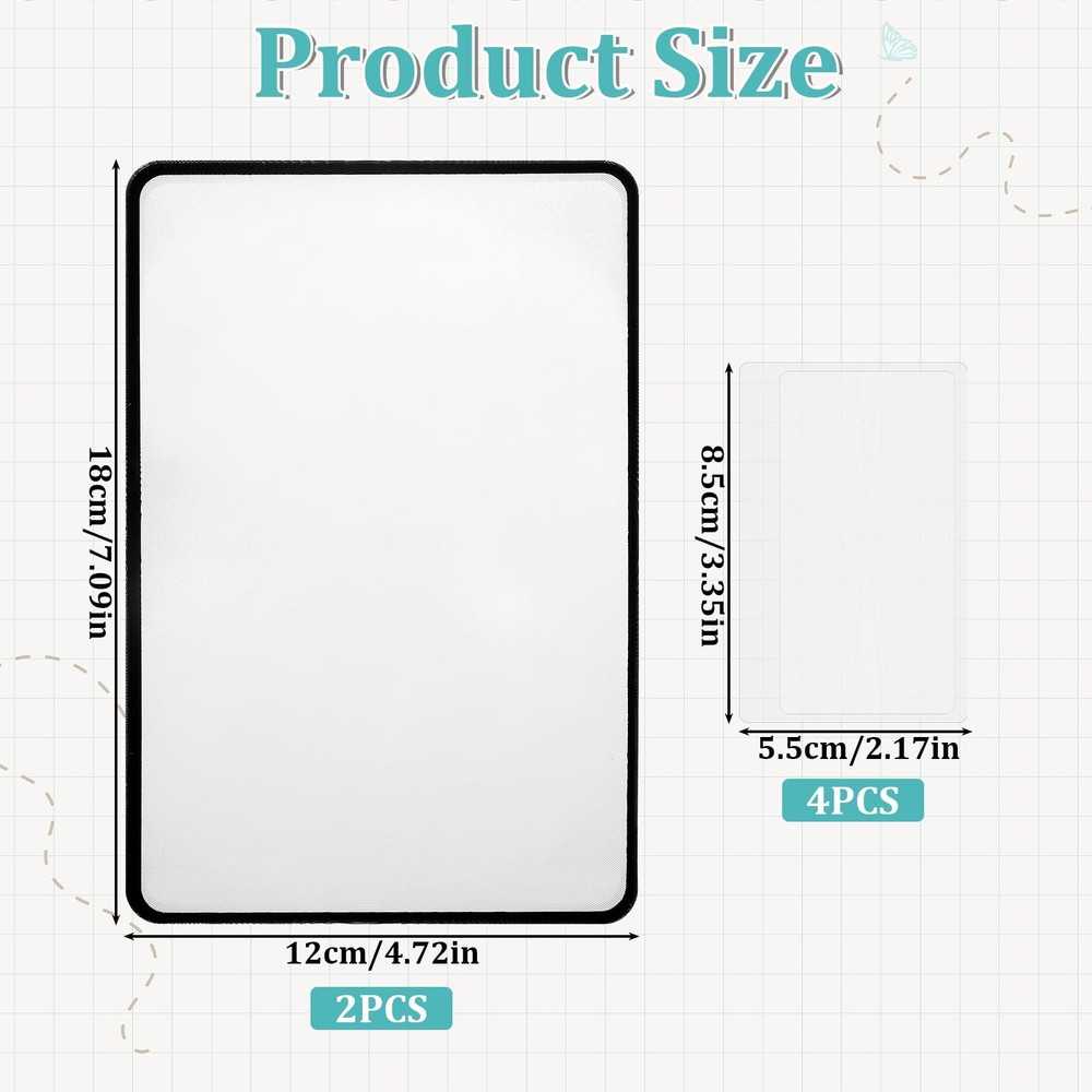 6 PCS Magnifying Sheets 5X 3X, Full Page Magnifier for Reading, Flat Plastic ...