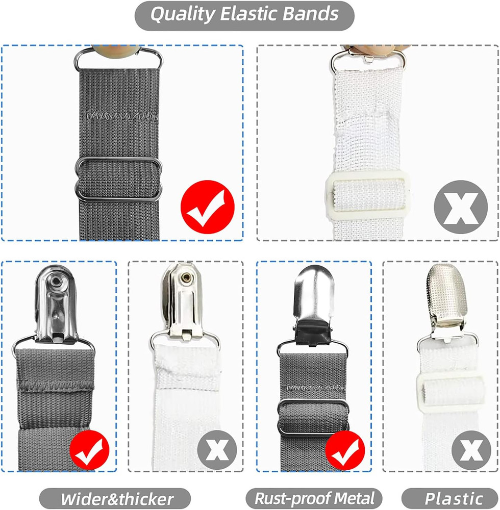 Bed Sheet Straps, Easy to Install Sheet Straps, Fitted Sheet Clips, Adjustable S