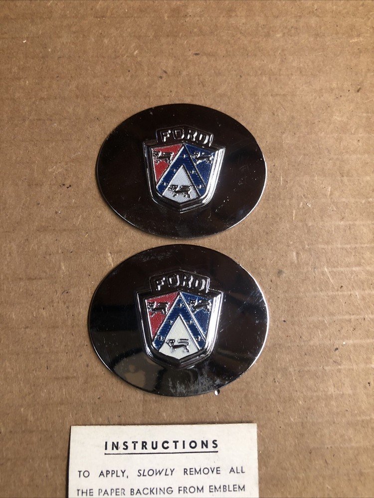 1950’s FORD CREST EMBLEMS PAIR VINTAGE USE OR DISPLAY