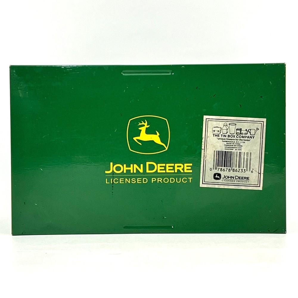 John Deere Licensed Tin Caddy Box Wooden Handle Tool Utensil Compartments