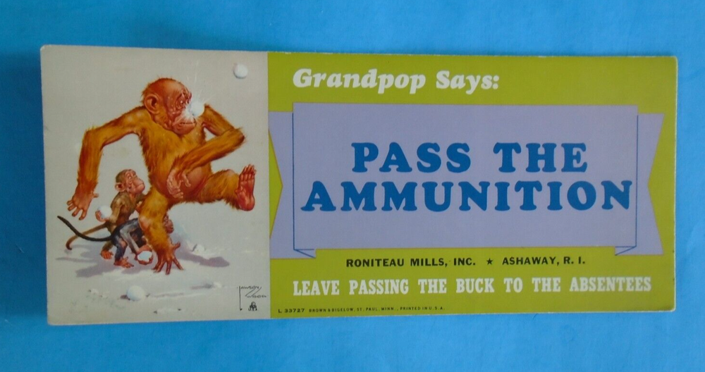 WWII Ink blotter, Pass the ammunition