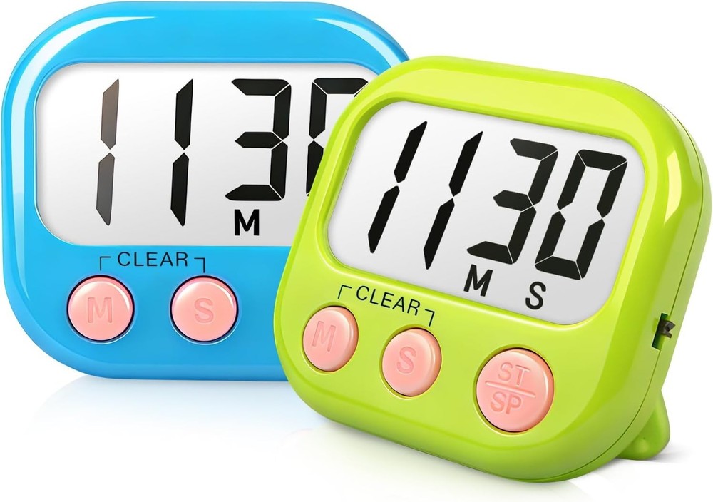 Durable Magnetic Classroom Timer Set - Easy to Read 2 Pack with Last Time Memory