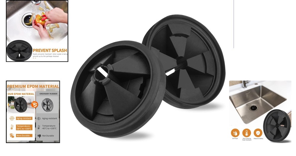 EPDM Rubber Sink Baffle Covers for InSinkErator 3 3/8" - Easy Install & Replace