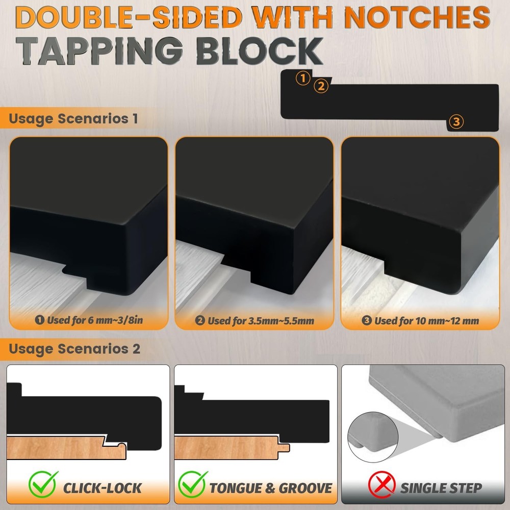 Complete Laminate Flooring Installation Set: Tapping Block & Rubber Mallet