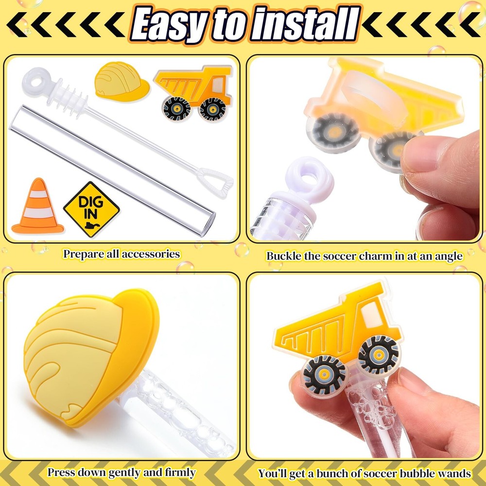 48 Pcs 4.2'' Construction Bubble Wand for Kids, Mini Bubble Wands Bubbles for...