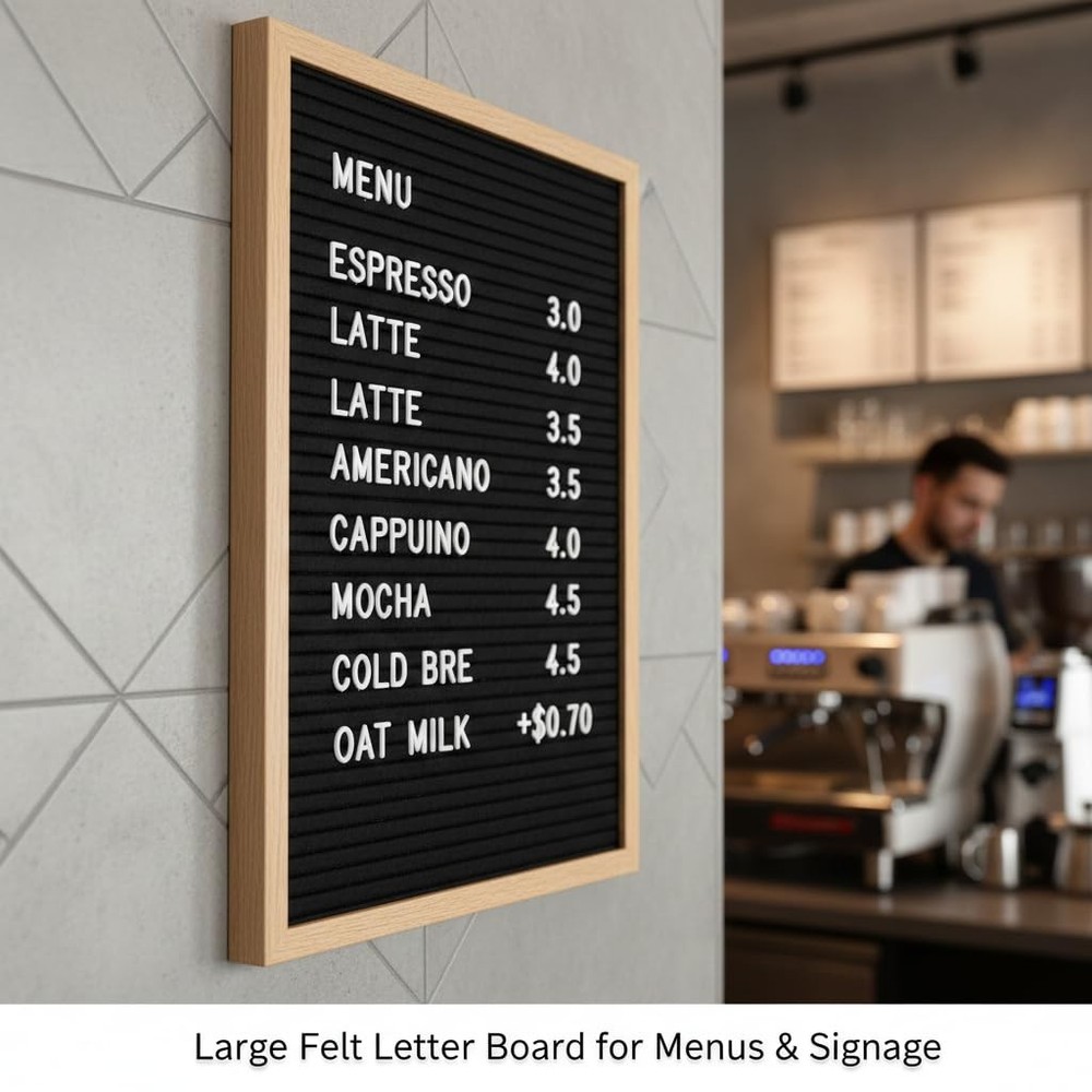 Large Letter Board – Premium Menu with Letters – Black Black,