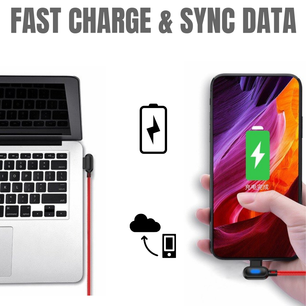 3Pack 3/6Ft Type USB-C Fast Charge Cable 90 Degree For Samsung Android Data Cord