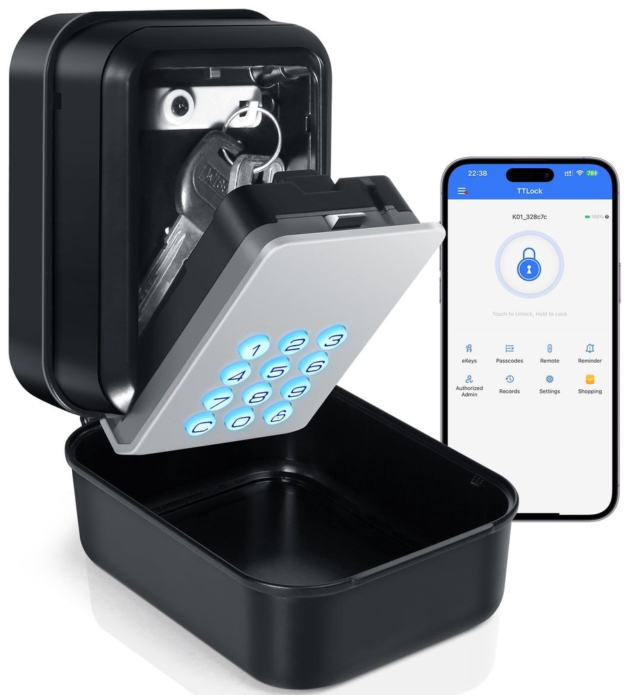 Smart Key Lock Box with Code – Bluetooth  PIN Unlock, APP Controlled Digital ...
