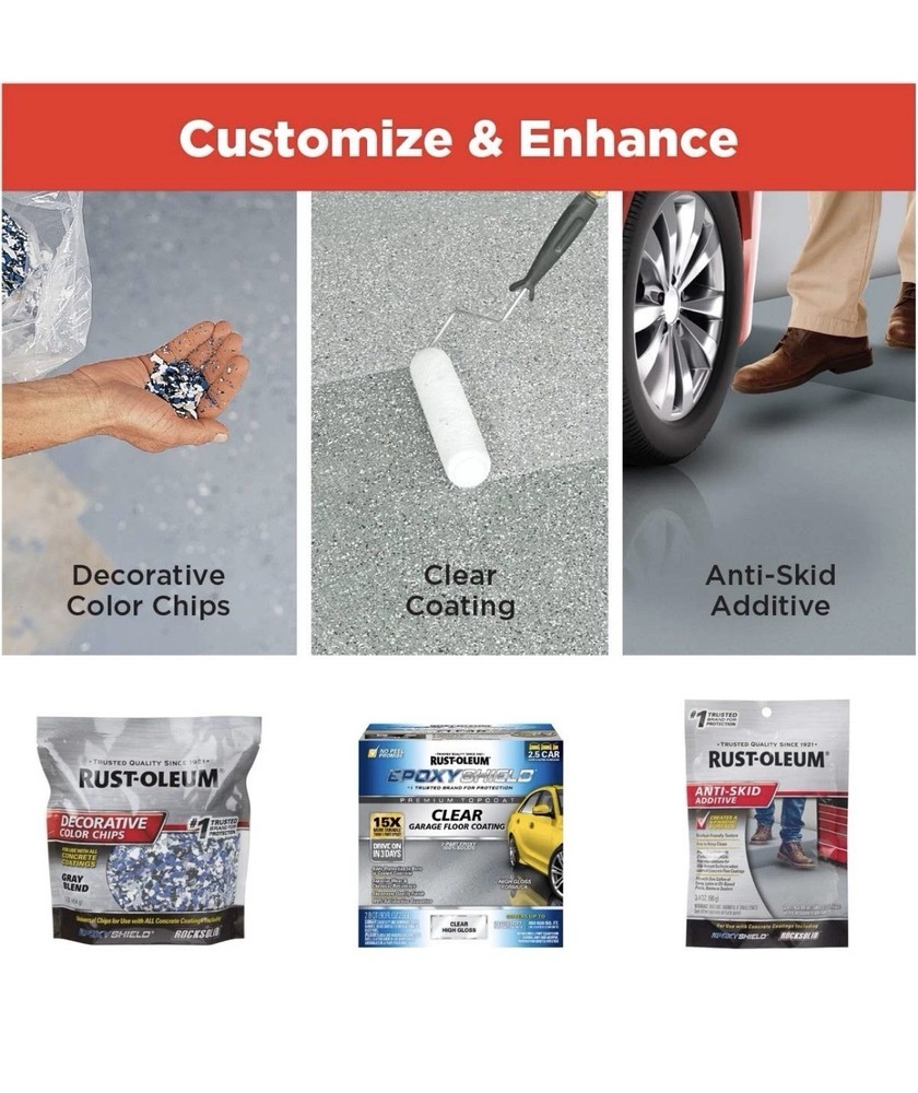 Rust Oleum Epoxyshield Garage Floor Coating 2 Part Epoxy Durable High Gloss