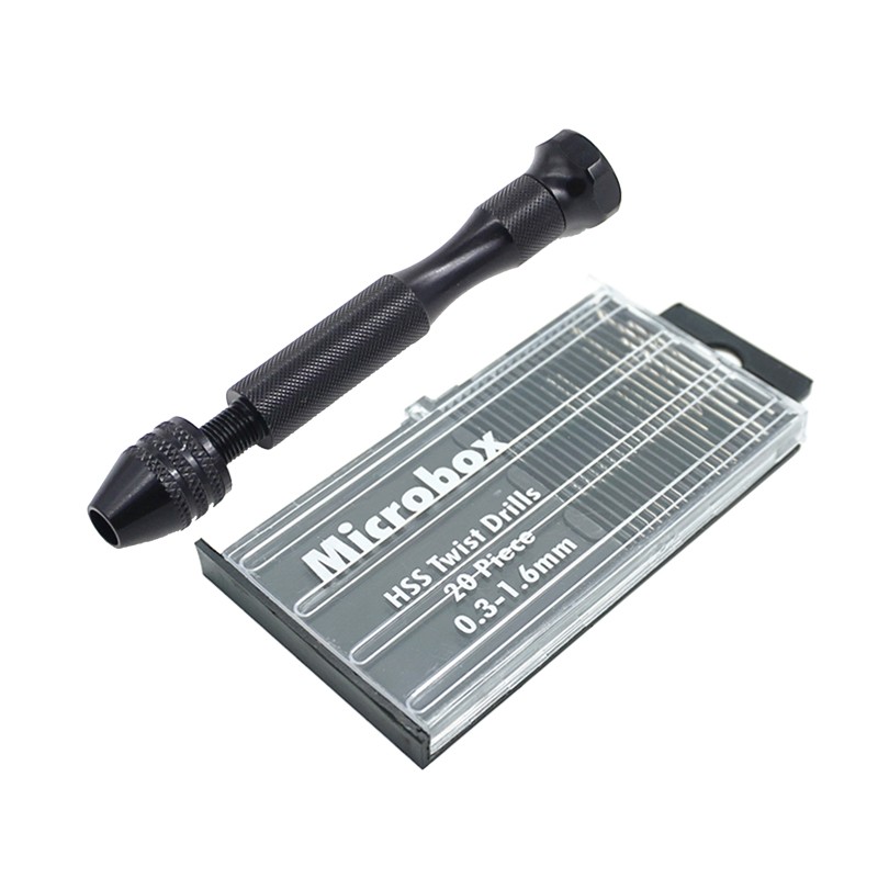 31PCS Precision Pin Vise Hobby Micro Drill Bits Mini Micro Hand Rotary Tools Set
