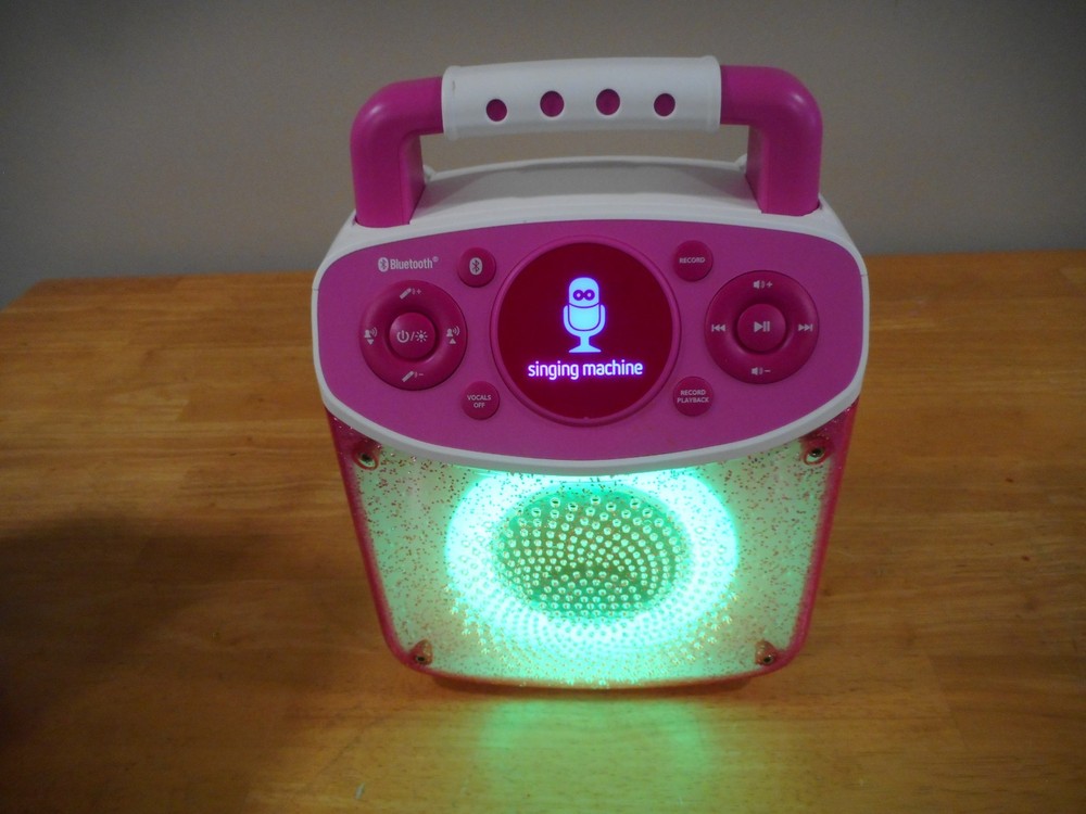 Singing Machine Sparkle Bluetooth LED Lights Karaoke System. missing mic's Pink