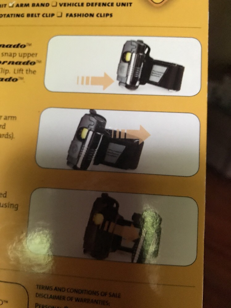 NEW~TORNADO PERSONAL DEFENCE SYSTEMS ARM BAND WITH DIRECTIONAL LIGHT