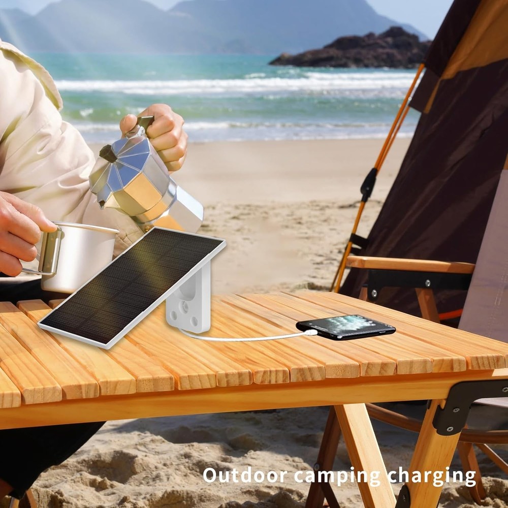 3W 5V Portable Waterproof Solar Panel with 6 FT Micro USB and Type-C White