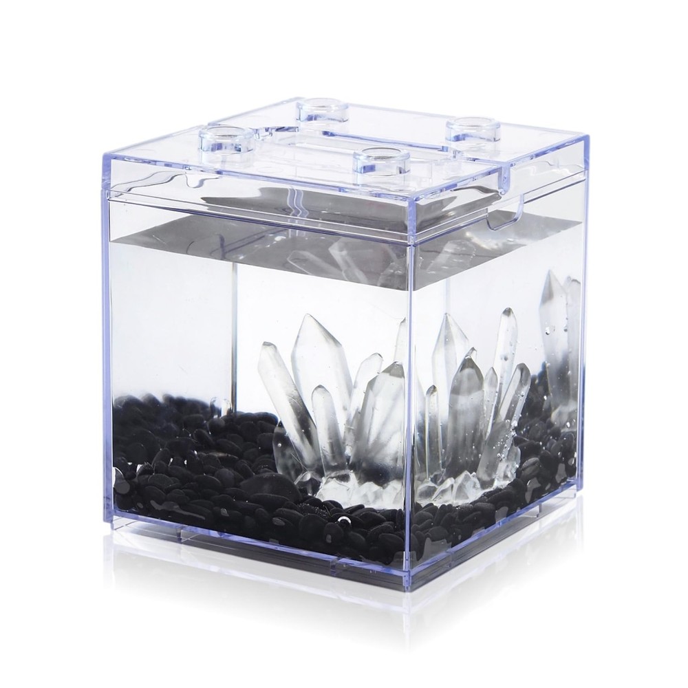 Mini Betta Fish Tank, Stackable Small Fish Bowl for Desktop Decoration, 0.2 G...