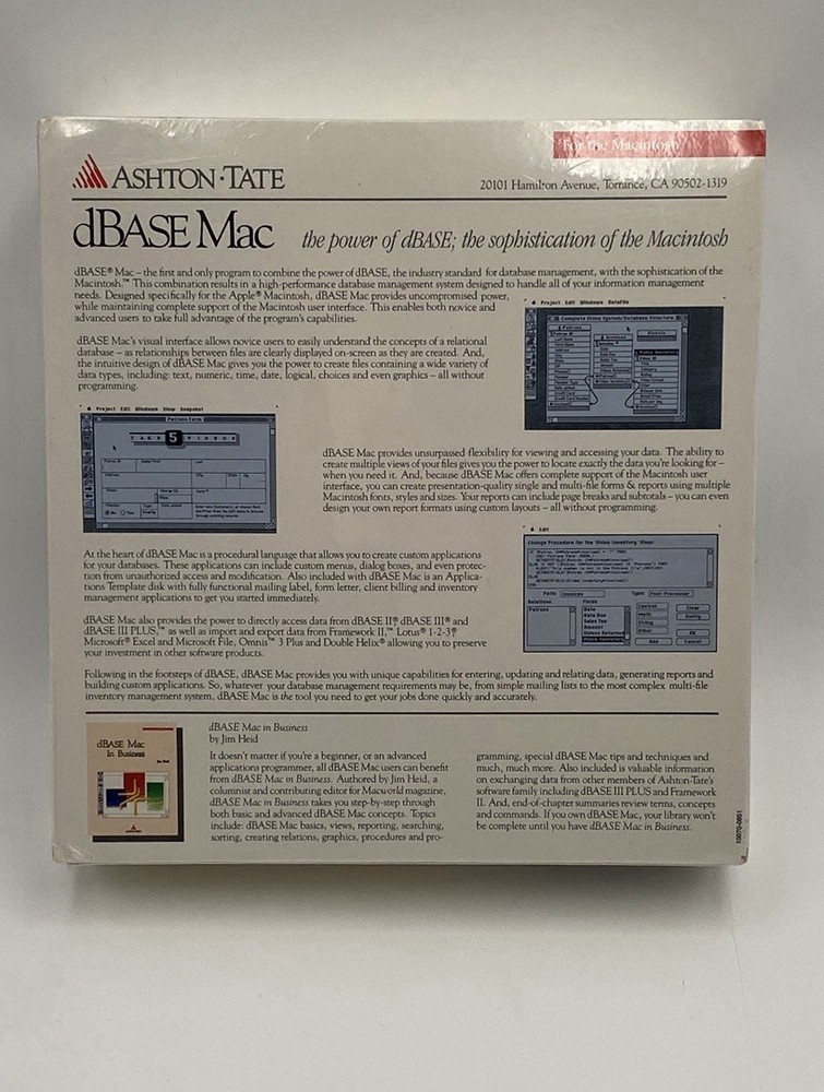 New Vintage Mac Apple Software dBase Mac Ashton Tate Sealed Database