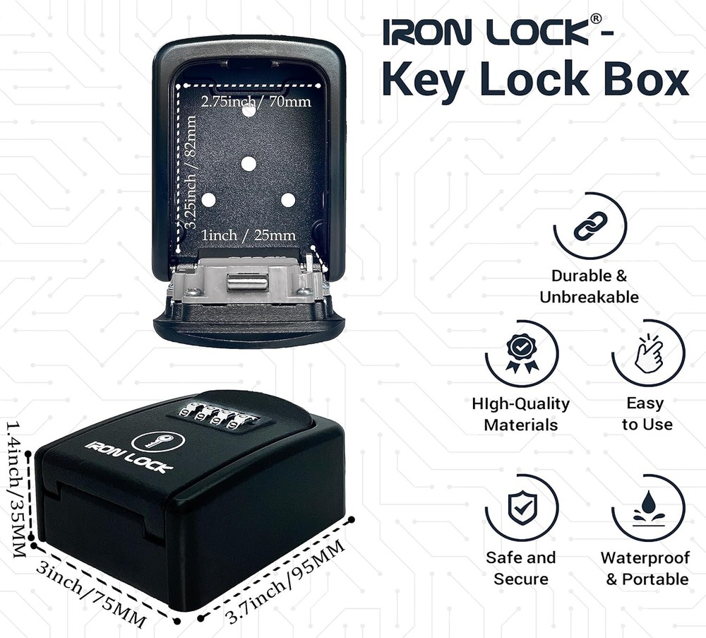 Metal Wall Mount 4-Digit Combination Lock Box - Secure Your Keys Effortlessly