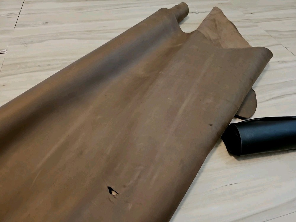 4oz MATTE KHAKI BROWN SMOOTH GRAIN M-TEMPER LEATHER HIDE PANEL,SHEET 16+sqf