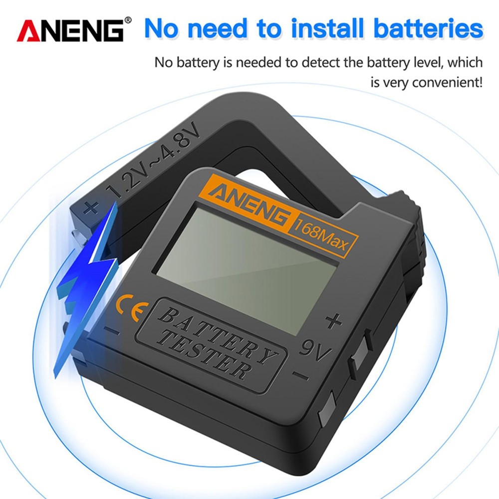 ANENG 168Max Digital Battery Capacity Checker Volt Checker For 9V AA AAA