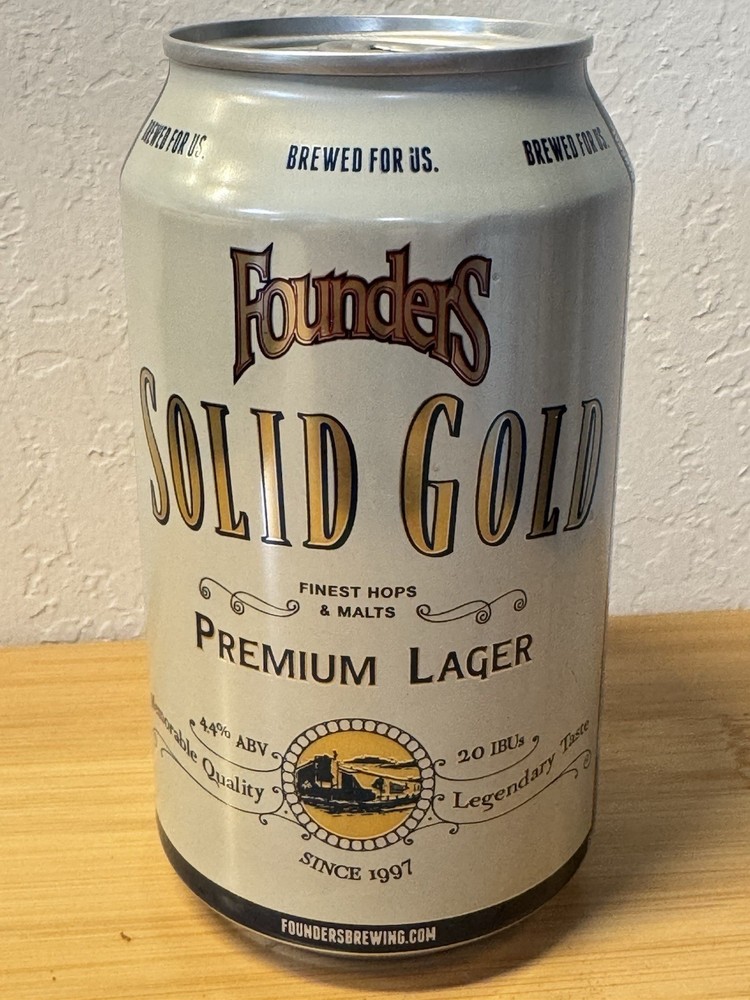 Founders Solid Gold Lager Beer - Empty Beer Can Bottom Opened
