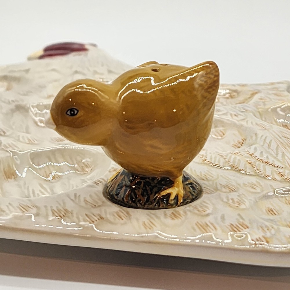 Warren Kimble Deviled Egg Dish With Bird & Egg Salt Pepper Shakers Excellent