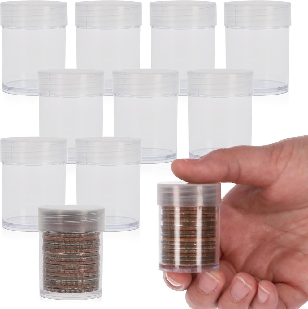 Airtight Coin Storage Tubes - 10 Durable Holders for Half Dollar Security