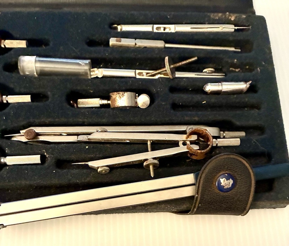 Drafting Set In Case Not Complete Vintage READ DESCRIPTION