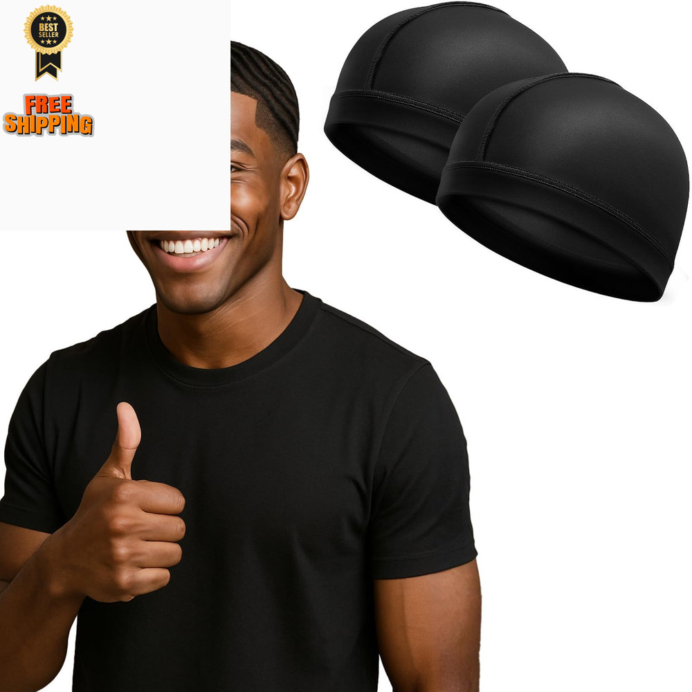 DURALA Super Elastic Wave Cap, Good Compression One Size-X-Large, Black+black