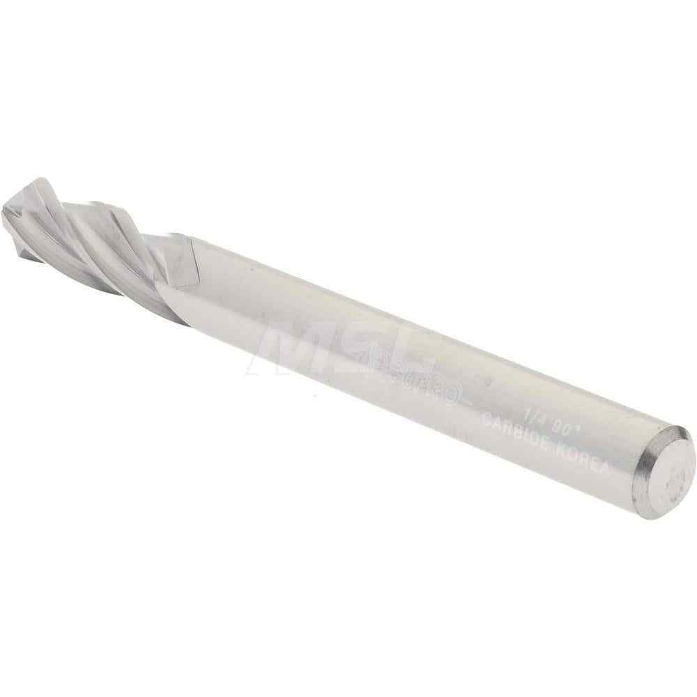 Accupro 1/4" Diam, 3/4" LOC, 4 Flute, 90° Point Angle, Solid Carbide Drill Mi...